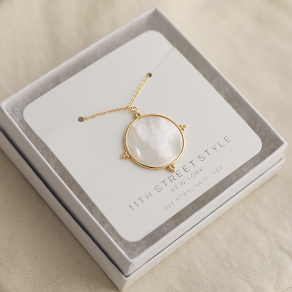 Mother of Pearl Necklace | 14k Gold Plated - Picture 3 of 8